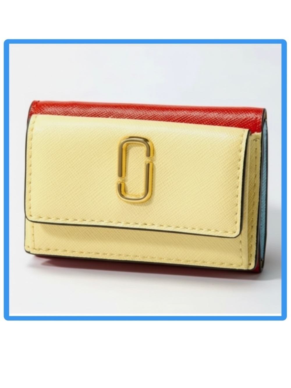 💛 MARC JACOBS Pastel Yellow Tri-fold Keyring Wallet